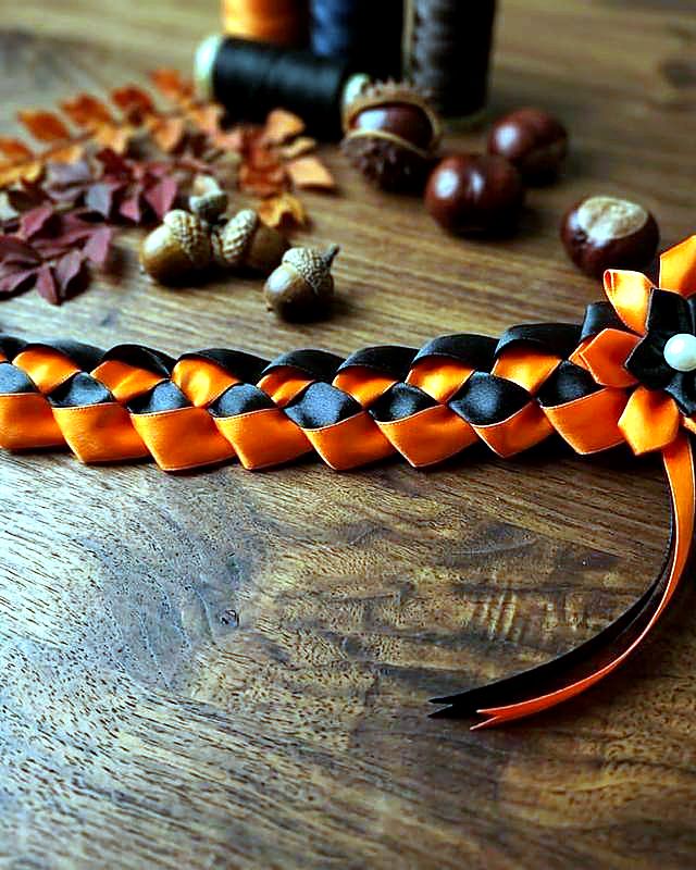 Trenza de listón naranja y negro